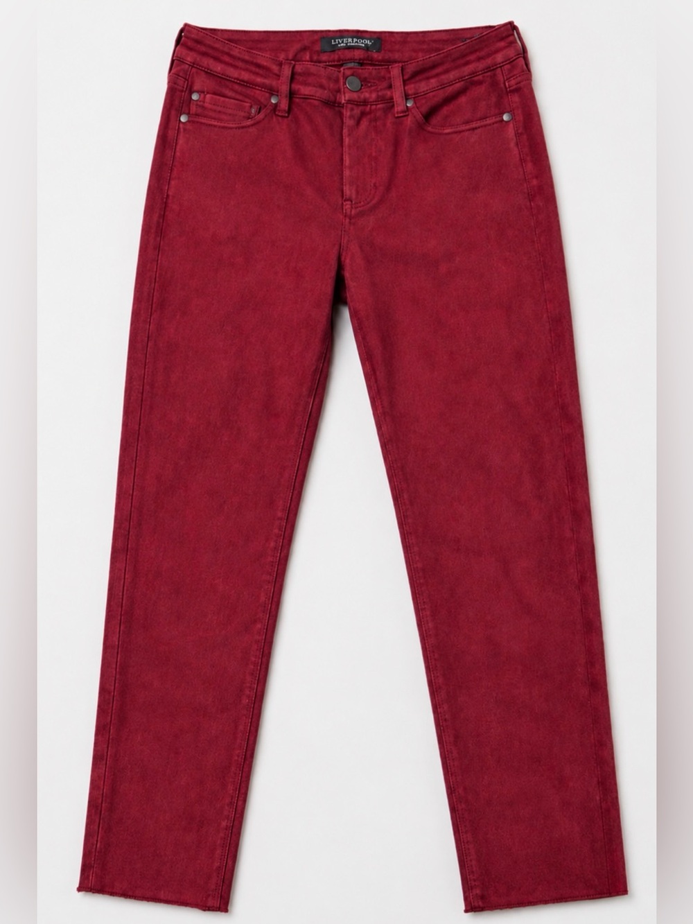 Liverpool Los Angeles Faux Suede Pants Burgundy Wine Size 8 26" Altered Inseam